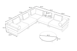 Hot Reverie M Gartenlounge, creme/anthrazit, Aluminium/Polyester/Glas, 90 x 90 cm, wetterfest, Rope-Design, Holzdekor Gartenlounge
