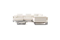 Hot Reverie M Gartenlounge, creme/anthrazit, Aluminium/Polyester/Glas, 90 x 90 cm, wetterfest, Rope-Design, Holzdekor Gartenlounge