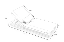 Sale Solera Gartenliege, anthrazit/schwarz, Alu/Polyester/Schaumstoff, mit Holzdekor, 200 x 72 cm, 6-fach verstellbar Gartenliegen