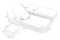 Best Solera Gartenliegen 2er Set, anthrazit/schwarz, Alu/Polyester/Schaumstoff, 200 x 72 cm, verstellbare Rückenlehne, inkl. Beistelltisch Gartenliegen