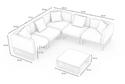 Discount Solera Light Gartenlounge, anthrazit, Alu/Polyester/Glas, 320 x 240 cm, wetterfest, Holzdekor, inkl. Kissen Gartenlounge