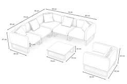 New Solera Light Plus Gartenlounge, anthrazit/schwarz, Alu/Polyester/Glas, Beistelltisch 80 x 80 cm, Quick Dry Foam, Holzdekor, inkl. Einsitzer-Sofa Gartenlounge