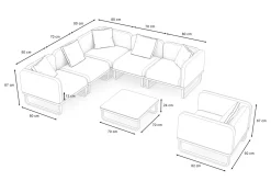 New Solera Light Plus Gartenlounge, anthrazit/schwarz, Alu/Polyester/Glas, Beistelltisch 80 x 80 cm, Quick Dry Foam, Holzdekor, inkl. Einsitzer-Sofa Gartenlounge
