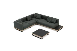 Outlet Solera M Gartenlounge, anthrazit/schwarz, Alu/Polyester/Glas, 290 x 200 cm, wetterfest, Quick Dry Foam, Holzdekor Gartenlounge
