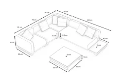 Outlet Solera M Gartenlounge, anthrazit/schwarz, Alu/Polyester/Glas, 290 x 200 cm, wetterfest, Quick Dry Foam, Holzdekor Gartenlounge
