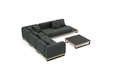 Outlet Solera M Gartenlounge, anthrazit/schwarz, Alu/Polyester/Glas, 290 x 200 cm, wetterfest, Quick Dry Foam, Holzdekor Gartenlounge