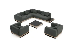 Best Solera XL Gartenlounge, anthrazit, Alu/Polyester/Glas, 90 x 90 cm Tisch, inkl. Polster Gartenlounge
