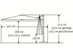 Outlet Rhodos Ampelschirm, anthrazit, quadratisch, 300 x 300 cm Sonnenschirme