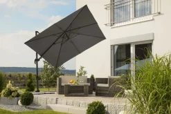 Rhodos Eco Twist Ampelschirm, anthrazit, quadratisch, 270 x 270 cm Sonnenschirme