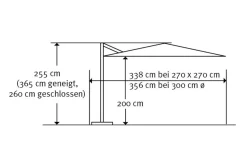 Rhodos Eco Twist Ampelschirm, anthrazit, quadratisch, 270 x 270 cm Sonnenschirme