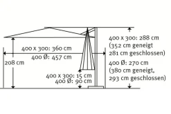 Rhodos Grande Ampelschirm, anthrazit, rechteckig, 400 x 300 cm Sonnenschirme