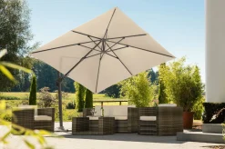 Discount Rhodos Twist Ampelschirm, natur, 300 x 300 cm, quadratisch Sonnenschirme