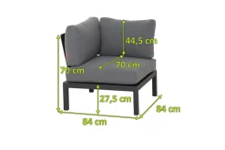 Best Alvida Eckmodul, anthrazit/grau, Aluminium/Ranotex, 84x84x70 cm, inkl. Polster Gartenlounge|Aluminium-Gartenmöbel
