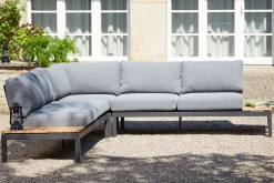 New Alvida Gartenlounge, matt anthrazit/grau, Alu/Ranotex®-Gewebe/Teak, 4 Personen, inkl. Polster Gartenlounge|Aluminium-Gartenmöbel
