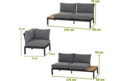 New Alvida Gartenlounge, matt anthrazit/grau, Alu/Ranotex®-Gewebe/Teak, 4 Personen, inkl. Polster Gartenlounge|Aluminium-Gartenmöbel