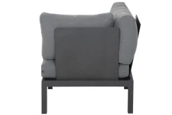 New Alvida Lounge Set, matt anthrazit/grau, Alu/Ranotex®-Gewebe/Teak, Tisch 74x74cm, inkl. Polster Gartenlounge|Aluminium-Gartenmöbel