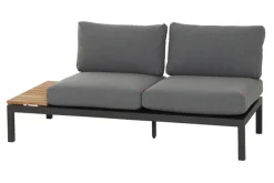 New Alvida Lounge Set, matt anthrazit/grau, Alu/Ranotex®-Gewebe/Teak, Tisch 74x74cm, inkl. Polster Gartenlounge|Aluminium-Gartenmöbel