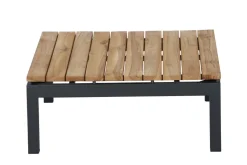 New Alvida Lounge Set, matt anthrazit/grau, Alu/Ranotex®-Gewebe/Teak, Tisch 74x74cm, inkl. Polster Gartenlounge|Aluminium-Gartenmöbel