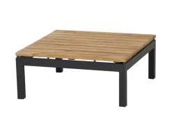 New Alvida Lounge Set, matt anthrazit/grau, Alu/Ranotex®-Gewebe/Teak, Tisch 74x74cm, inkl. Polster Gartenlounge|Aluminium-Gartenmöbel