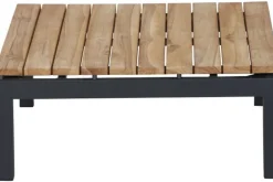Alvida Loungetisch, anthrazit/natur, Aluminium/Teakholz, 74x74 cm Gartentische|Aluminium-Gartenmöbel