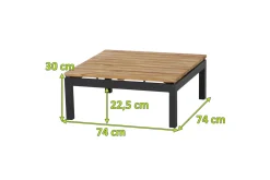 Alvida Loungetisch, anthrazit/natur, Aluminium/Teakholz, 74x74 cm Gartentische|Aluminium-Gartenmöbel