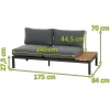 Sale Alvida Zweisitzer rechts, anthrazit/natur, Aluminium/Ranotex/Teak, 84x175x70 cm, inkl. Polster Gartenlounge|Aluminium-Gartenmöbel