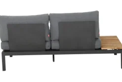 Sale Alvida Zweisitzer rechts, anthrazit/natur, Aluminium/Ranotex/Teak, 84x175x70 cm, inkl. Polster Gartenlounge|Aluminium-Gartenmöbel