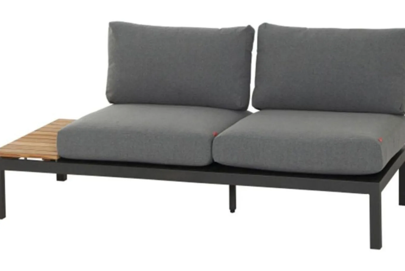 Sale Alvida Zweisitzer rechts, anthrazit/natur, Aluminium/Ranotex/Teak, 84x175x70 cm, inkl. Polster Gartenlounge|Aluminium-Gartenmöbel