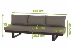 Clearance Avenia Dining-Bank/Liege, anthrazit/taupe meliert, Aluminium, 73x195x70 cm, inkl. Sitz-und Rückenkissen Aluminium-Gartenmöbel|Gartenbänke & Gartensofas