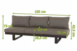 Clearance Avenia Dining-Bank/Liege, anthrazit/taupe meliert, Aluminium, 73x195x70 cm, inkl. Sitz-und Rückenkissen Aluminium-Gartenmöbel|Gartenbänke & Gartensofas