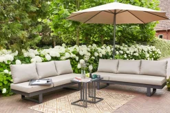 Clearance Avenia Dining-Bank/Liege, anthrazit/taupe meliert, Aluminium, 73x195x70 cm, inkl. Sitz-und Rückenkissen Aluminium-Gartenmöbel|Gartenbänke & Gartensofas