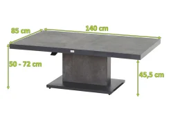 New Bellani Lifttisch, matt anthrazit/dunkelgrau, Alu/Keramik, 140 x 85 cm, höhenverstellbar Gartentische|Aluminium-Gartenmöbel