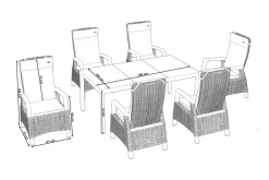 Online Carlos/Corido Garten-Essgruppe, anthrazit, Alu/Geflecht/Keramik, Esstisch 180 x 100 cm, inkl. 6 Dining Sessel Garten-Essgruppen
