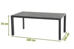 Discount Carlos Esstisch, anthrazit, Alu/Keramik, 180x100 cm, bis zu 6 Personen Gartentische