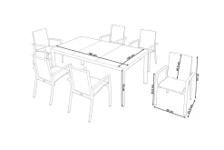 Clearance Carlos/Velia Garten-Essgruppe, anthrazit/grau, Alu/Ranotex®-Gewebe/Keramik, Esstisch 180 x 100cm, inkl. 6 Dining Sessel Garten-Essgruppen
