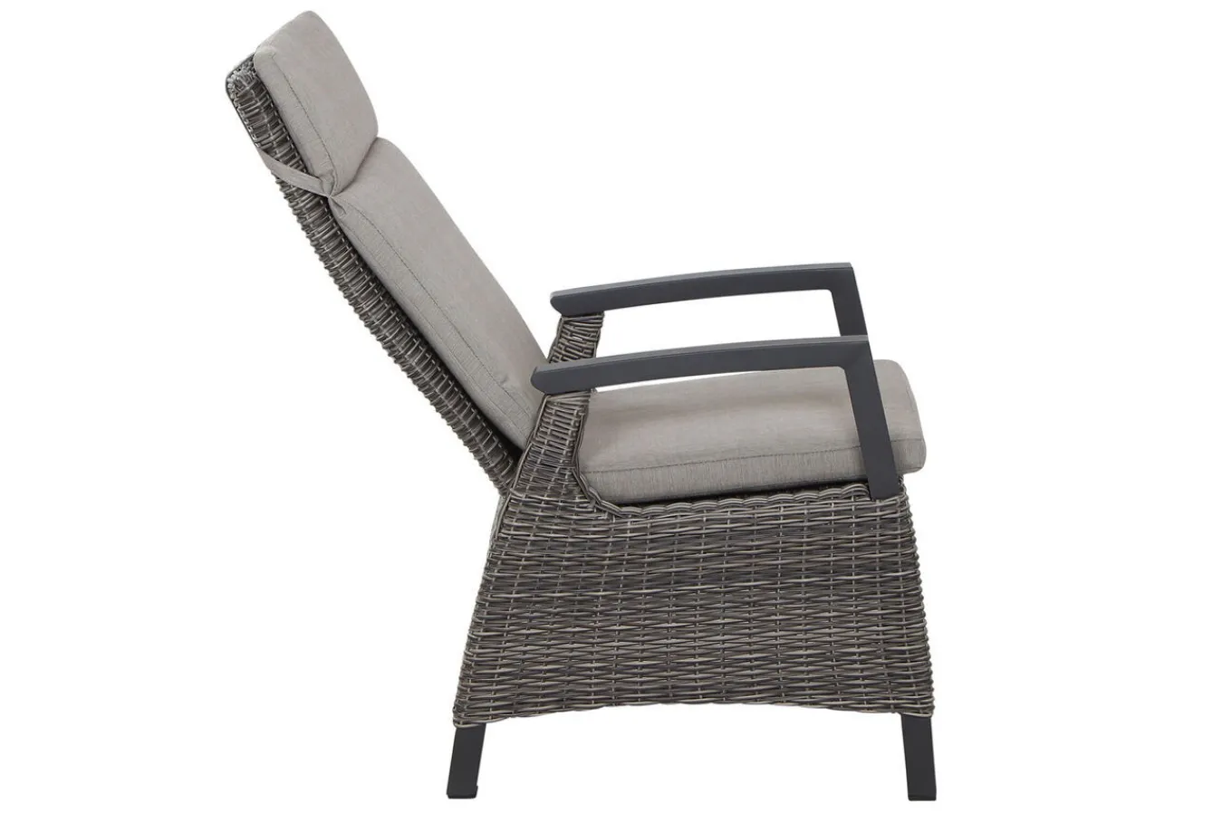 New Corido/Bellani Grau Gartenlounge, charcoal/anthrazit/grau, Alu/Gardino®-Geflecht, Lifttisch 160x90 cm, 6 Dining Move Sessel Polyrattan-Gartenmöbel|Gartenlounge