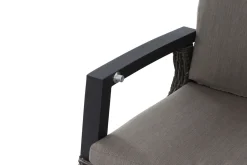 New Corido/Bellani Grau Gartenlounge, charcoal/anthrazit/grau, Alu/Gardino®-Geflecht, Lifttisch 160x90 cm, 6 Dining Move Sessel Polyrattan-Gartenmöbel|Gartenlounge