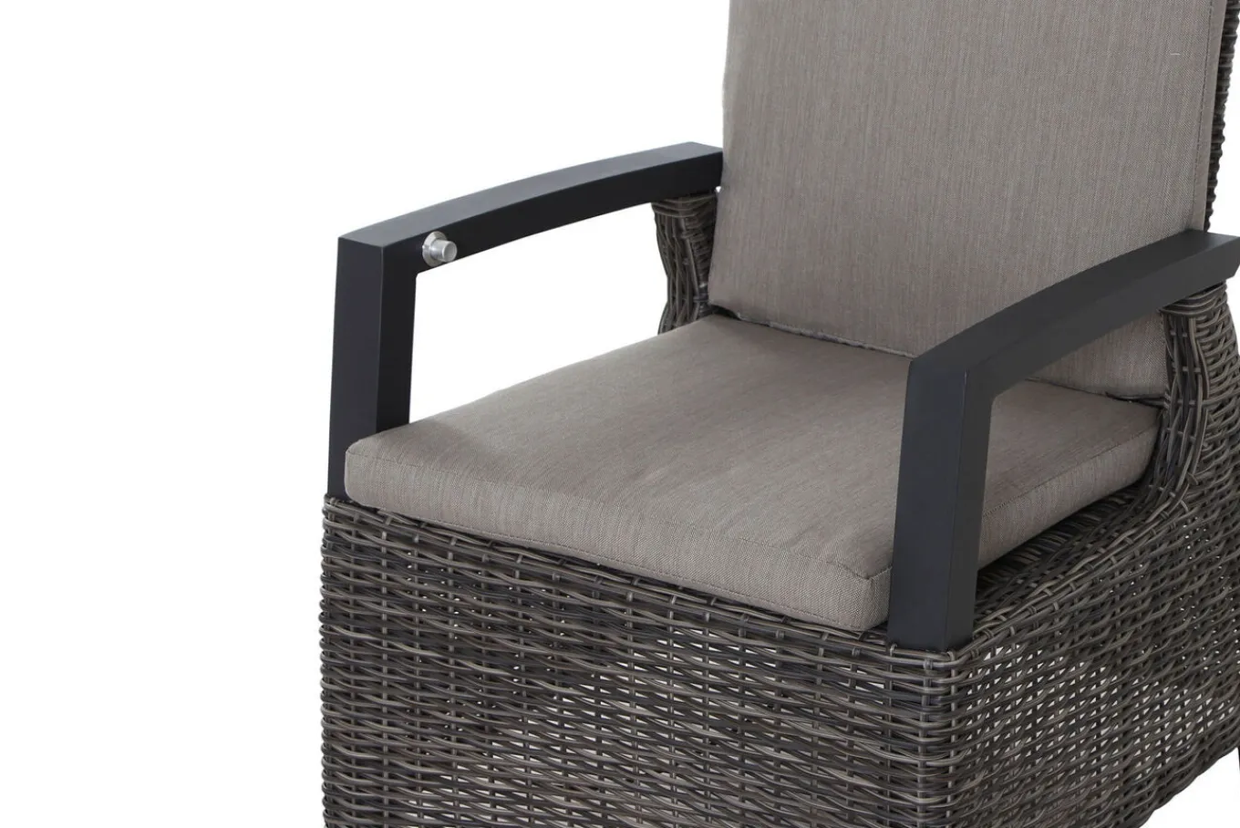 New Corido/Bellani Grau Gartenlounge, charcoal/anthrazit/grau, Alu/Gardino®-Geflecht, Lifttisch 160x90 cm, 6 Dining Move Sessel Polyrattan-Gartenmöbel|Gartenlounge