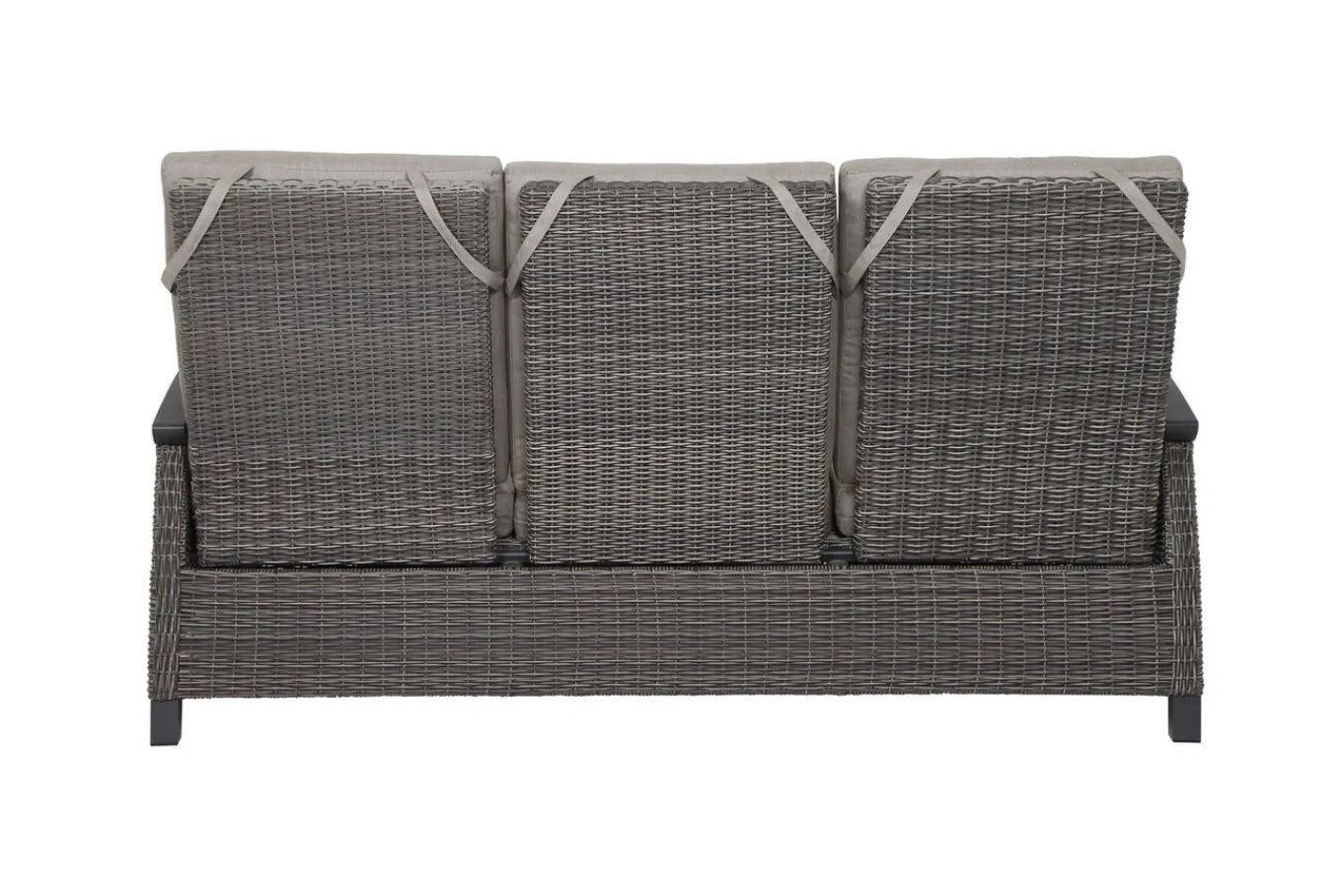Outlet Corido/Bellani Grau Gartenlounge, charcoal/anthrazit/grau, Alu/Gardino®-Geflecht, Lifttisch 160x90cm, 1x 3-Sitzer, 2x Relaxessel Polyrattan-Gartenmöbel|Gartenlounge
