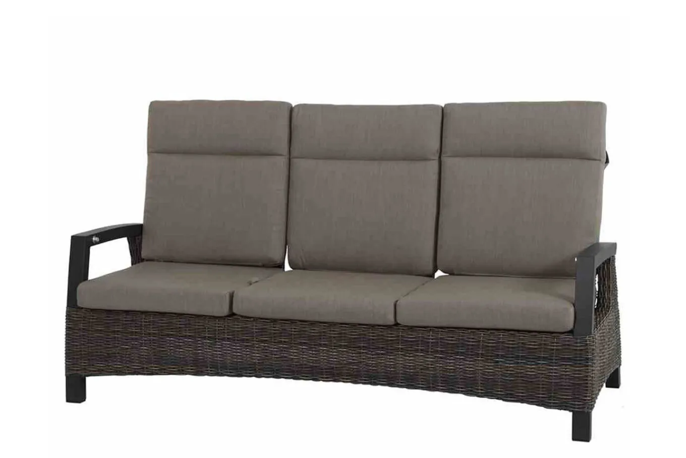 Outlet Corido/Bellani Grau Gartenlounge, charcoal/anthrazit/grau, Alu/Gardino®-Geflecht, Lifttisch 160x90cm, 1x 3-Sitzer, 2x Relaxessel Polyrattan-Gartenmöbel|Gartenlounge
