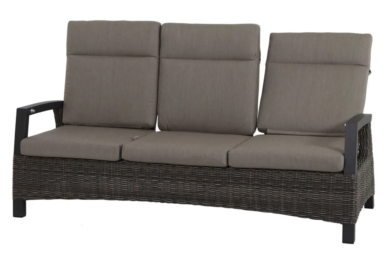Outlet Corido/Bellani Grau Gartenlounge, charcoal/anthrazit/grau, Alu/Gardino®-Geflecht, Lifttisch 160x90cm, 1x 3-Sitzer, 2x Relaxessel Polyrattan-Gartenmöbel|Gartenlounge