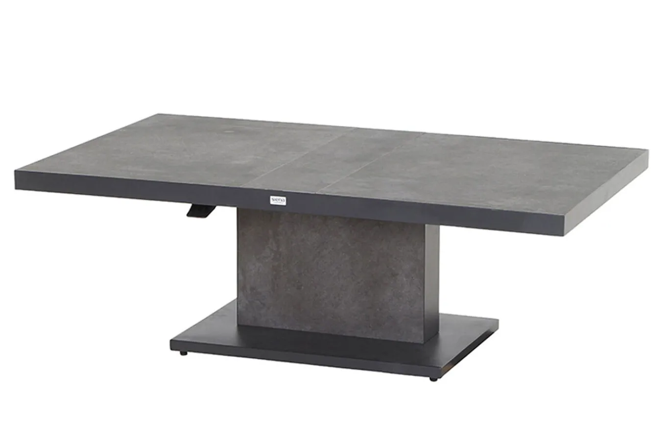 Outlet Corido/Bellani Grau Gartenlounge, charcoal/anthrazit/grau, Alu/Gardino®-Geflecht, Lifttisch 160x90cm, 1x 3-Sitzer, 2x Relaxessel Polyrattan-Gartenmöbel|Gartenlounge
