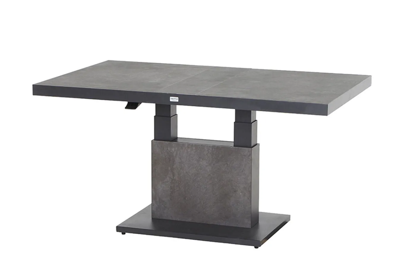Outlet Corido/Bellani Grau Gartenlounge, charcoal/anthrazit/grau, Alu/Gardino®-Geflecht, Lifttisch 160x90cm, 1x 3-Sitzer, 2x Relaxessel Polyrattan-Gartenmöbel|Gartenlounge