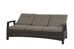 Outlet Corido/Bellani Grau Gartenlounge, charcoal/anthrazit/grau, Alu/Gardino®-Geflecht, Lifttisch 160x90cm, 1x 3-Sitzer, 2x Relaxessel Polyrattan-Gartenmöbel|Gartenlounge