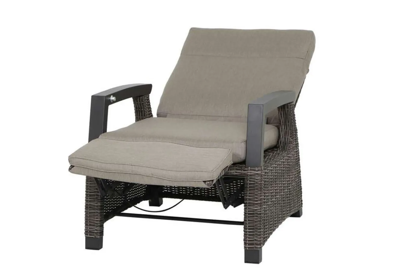 Outlet Corido/Bellani Grau Gartenlounge, charcoal/anthrazit/grau, Alu/Gardino®-Geflecht, Lifttisch 160x90cm, 1x 3-Sitzer, 2x Relaxessel Polyrattan-Gartenmöbel|Gartenlounge
