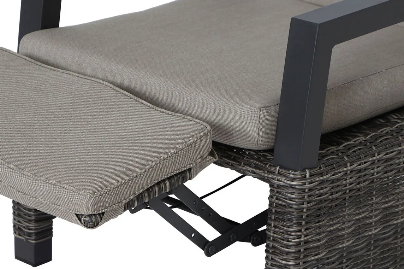 Outlet Corido/Bellani Grau Gartenlounge, charcoal/anthrazit/grau, Alu/Gardino®-Geflecht, Lifttisch 160x90cm, 1x 3-Sitzer, 2x Relaxessel Polyrattan-Gartenmöbel|Gartenlounge