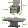 Clearance Corido/Bellani Grau Gartenlounge, charcoal/anthrazit/grau, Alu/Gardino®-Geflecht, Lifttisch 140x85 cm, 4 Relaxsessel Polyrattan-Gartenmöbel|Gartenlounge