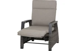 Clearance Corido/Bellani Grau Gartenlounge, charcoal/anthrazit/grau, Alu/Gardino®-Geflecht, Lifttisch 140x85 cm, 4 Relaxsessel Polyrattan-Gartenmöbel|Gartenlounge