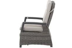Clearance Corido/Bellani Grau Gartenlounge, charcoal/anthrazit/grau, Alu/Gardino®-Geflecht, Lifttisch 140x85 cm, 4 Relaxsessel Polyrattan-Gartenmöbel|Gartenlounge