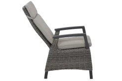 Clearance Corido/Bellani Grau Gartenlounge, charcoal/anthrazit/grau, Alu/Gardino®-Geflecht, Lifttisch 140x85 cm, 4 Dining Move Sessel Polyrattan-Gartenmöbel|Gartenlounge